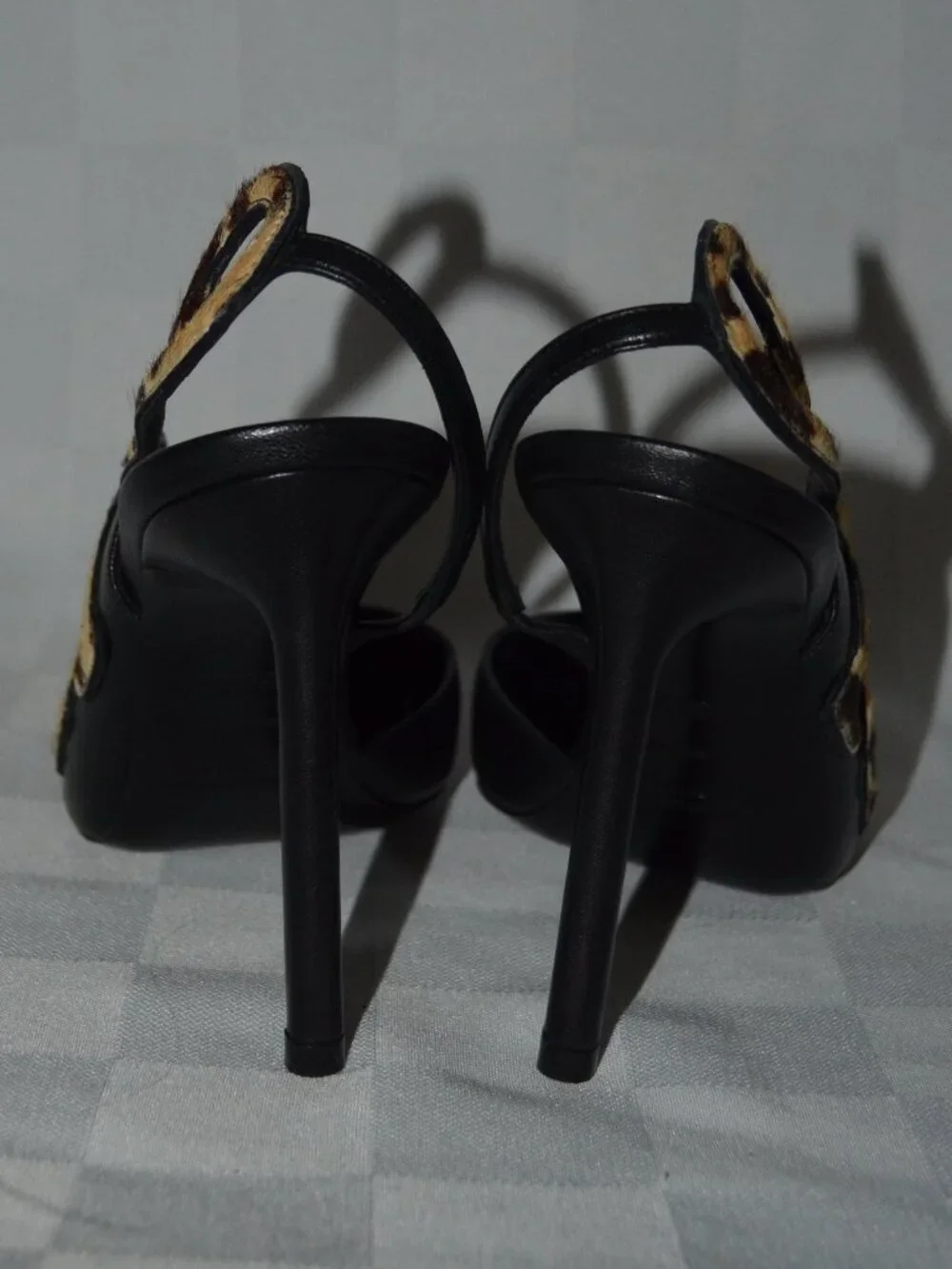 $1095 Sz 36.5 SAINT LAURENT Anja 105 Punk Leopard Slingback Pumps 4" Heels - Picture 6 of 9